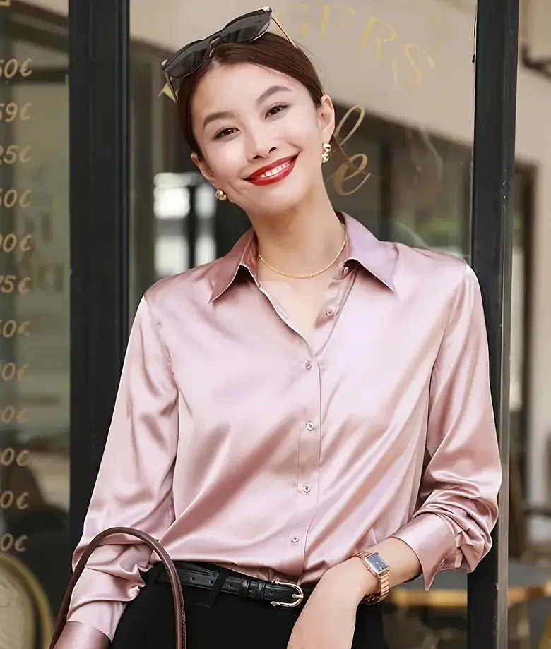 vintage white silk satin button down shirt long